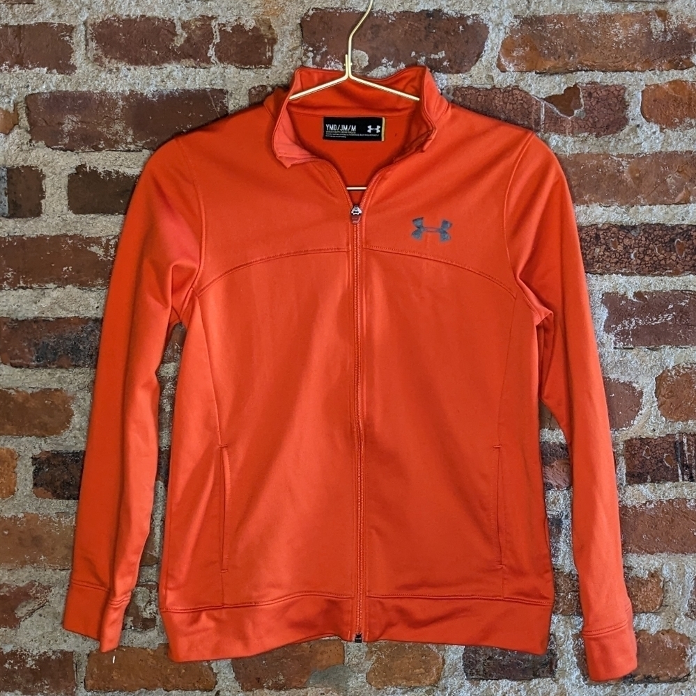 Under Armour Youth Medium Orange Full Zip Long Sleeve Sweater Jacket